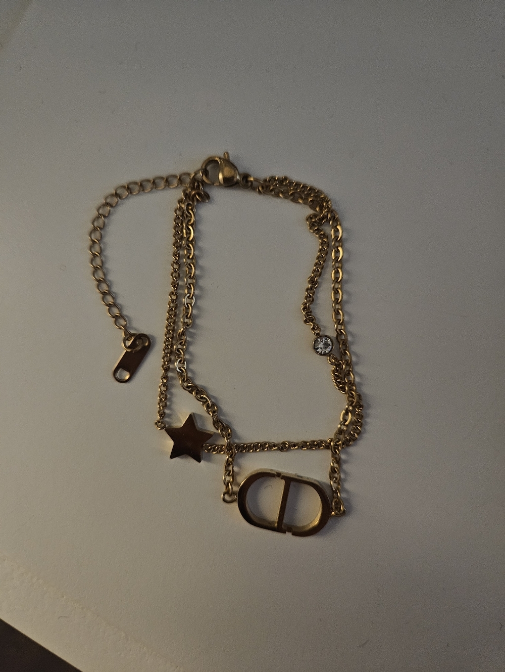 CD Gold-Tone Women's Star & Oval Charm Necklace - Designer Style